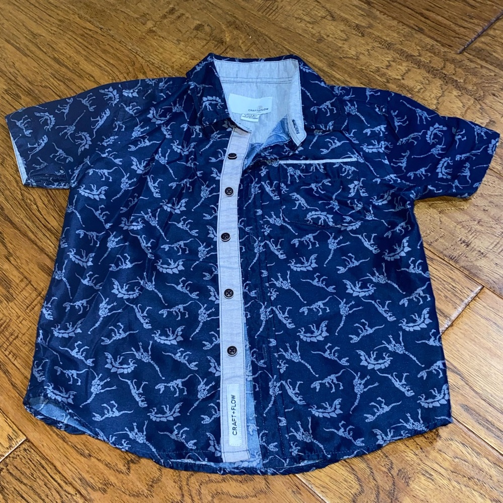 Dinosaur Button Up Short Sleeve Shirt